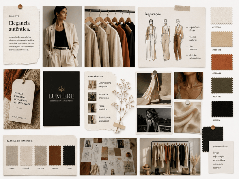 Moodboard de moda - exemplo de organização de referências visuais